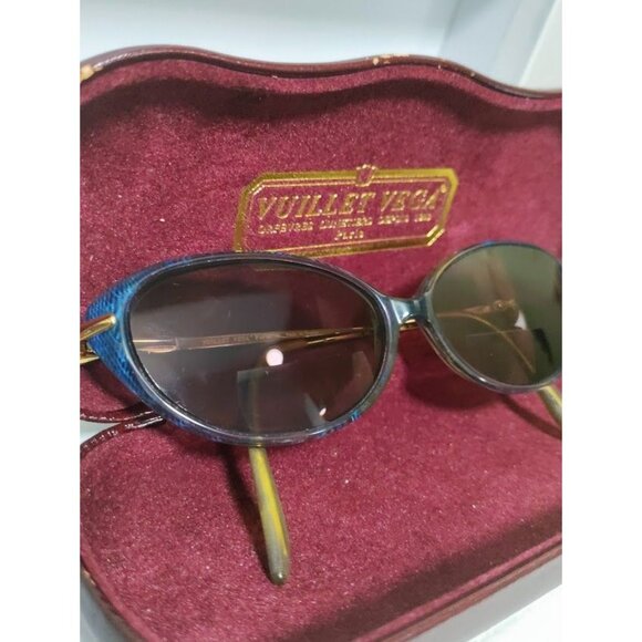 Vuillet Vega Prestige 540 Metal Frame Eyeglasses Blue/Gold with Hard Case - Picture 12 of 16